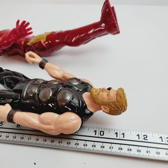 Set of 2 11" Marvel Action Figures | Thor w Eye Patch Ironman in Suit by Hasbro - Picture 5 of 5